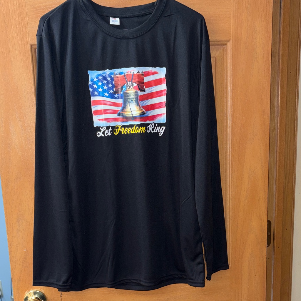 Brand New Mens Athletic Wear Black Long Sleeve Shirt With Patriotic Print